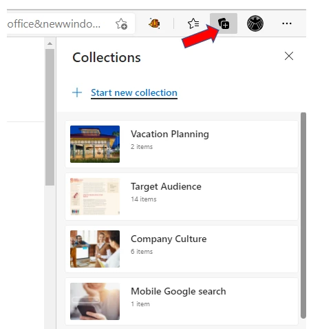 MS Edge Collections feature