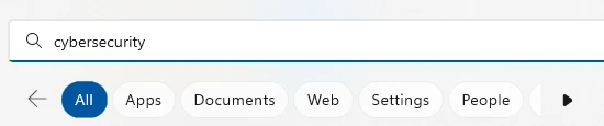 Windows Keyword search feature in action